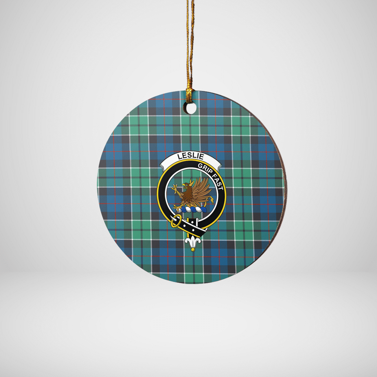 Clan Leslie Hunting Ancient Tartan Crest Round Ceramic Ornament CK71 Leslie Hunting Ancient Tartan Tartan Christmas   