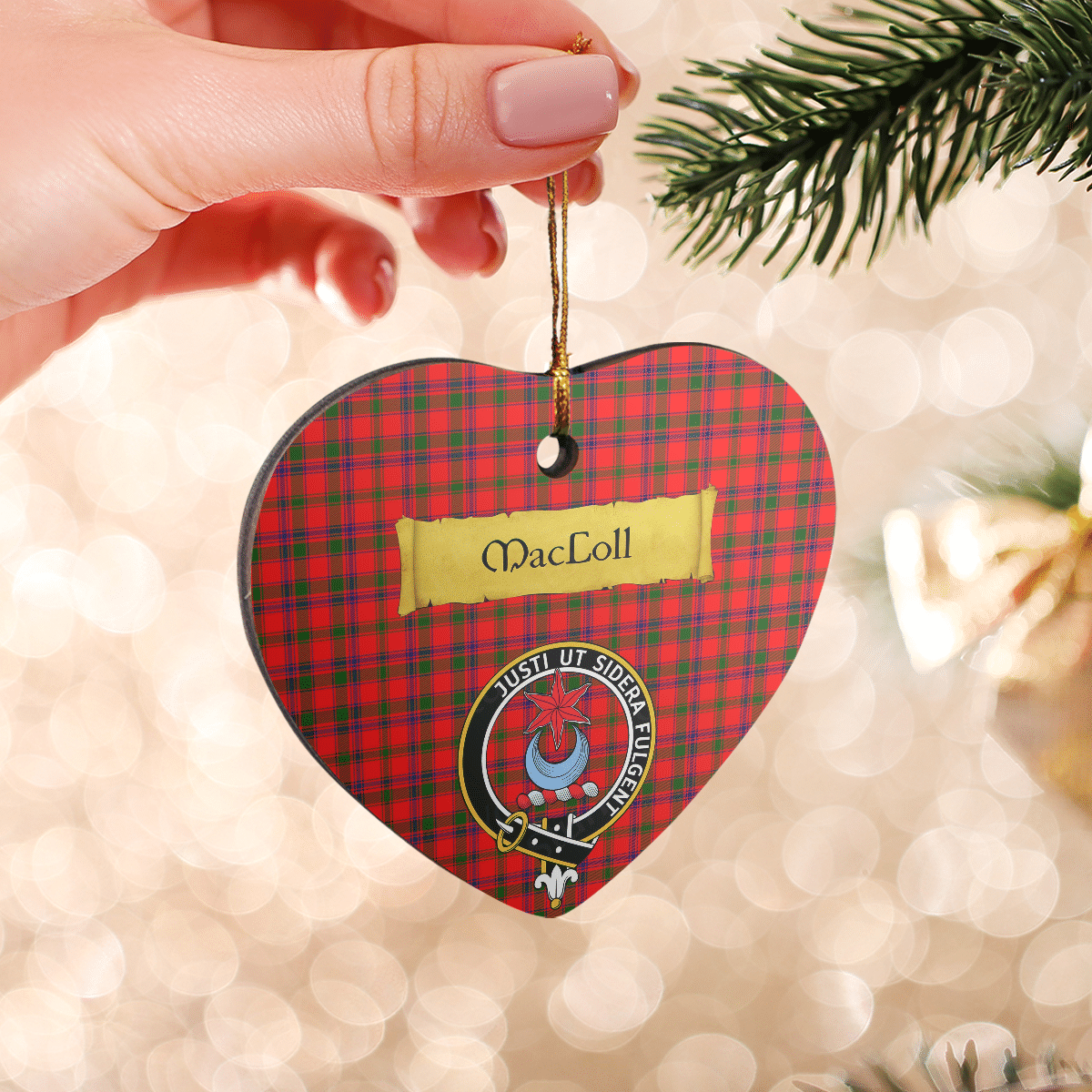 Clan MacColl Modern Tartan Crest Heart Ceramic Ornament FC78 MacColl Modern Tartan Tartan Christmas   