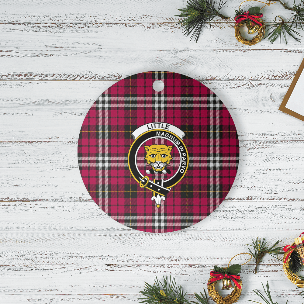 Clan Little Tartan Crest Round Ceramic Ornament UR62 Little Tartan Tartan Christmas   