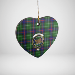 Clan Leslie Hunting Tartan Crest Heart Ceramic Ornament SM97 Leslie Hunting Tartan Tartan Christmas   