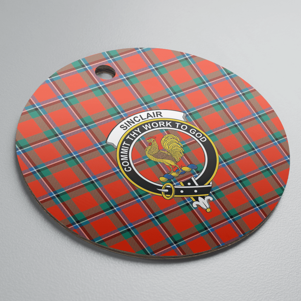 Clan Sinclair Ancient Tartan Crest Round Ceramic Ornament NO72 Sinclair Ancient Tartan Tartan Christmas   