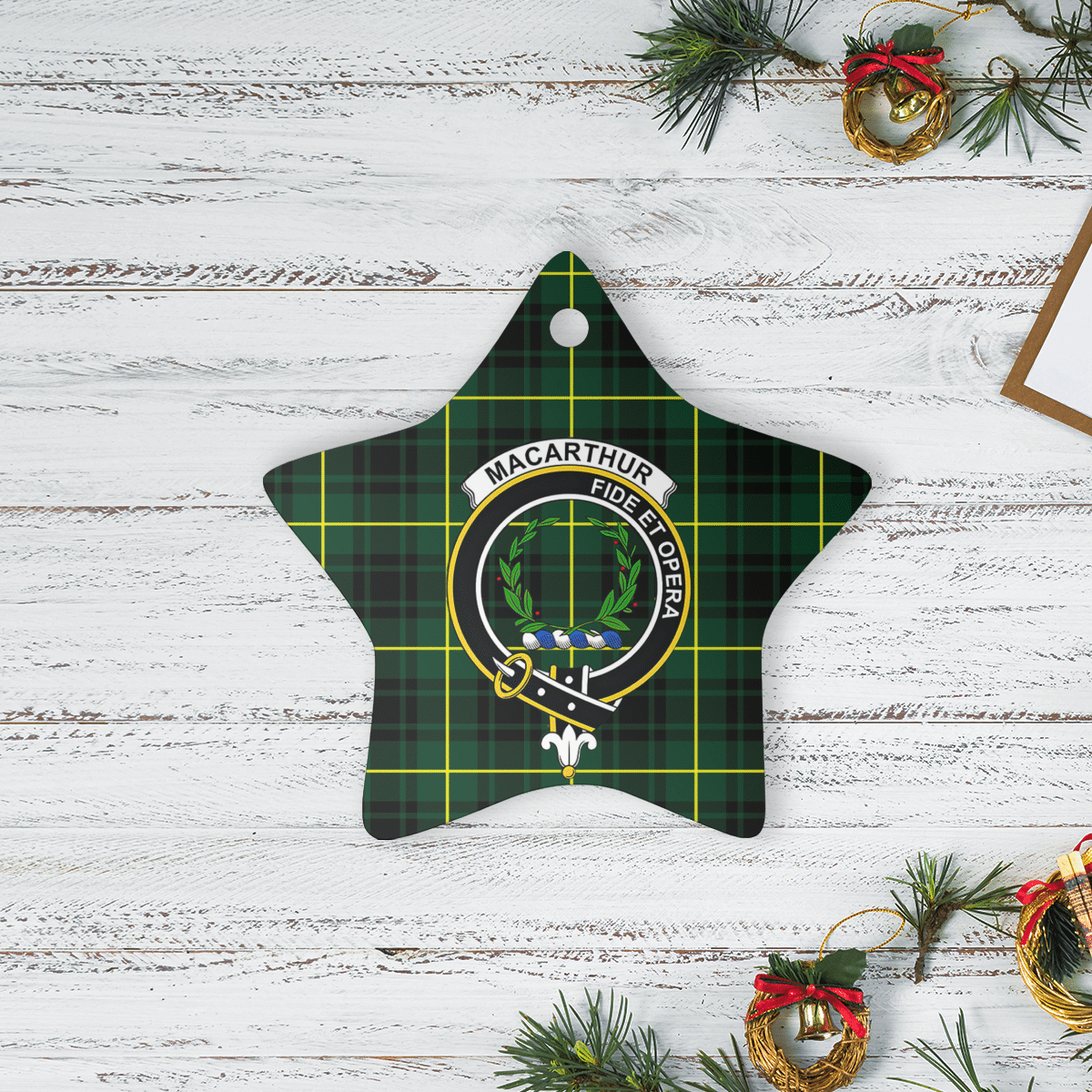 Clan MacArthur Modern Tartan Crest Star Ceramic Ornament DA49 MacArthur Modern Tartan Tartan Christmas   