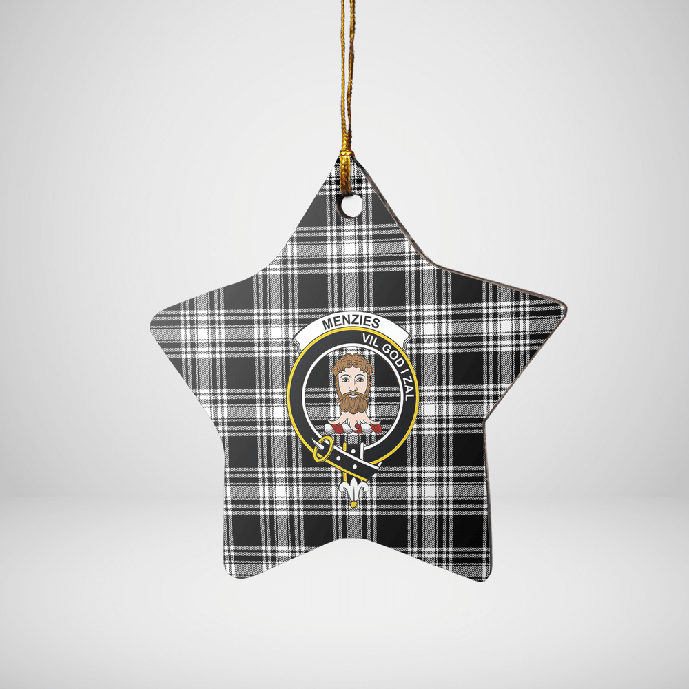 Clan Menzies Black & White Modern Tartan Crest Star Ceramic Ornament EN83 Menzies Black & White Modern Tartan Tartan Christmas   