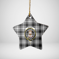 Clan Menzies Black & White Modern Tartan Crest Star Ceramic Ornament EN83 Menzies Black & White Modern Tartan Tartan Christmas   