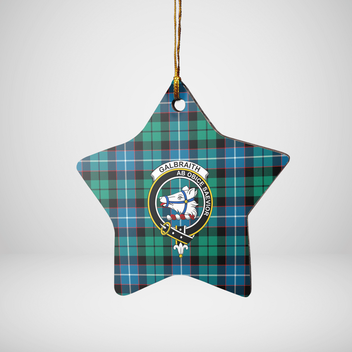 Clan Galbraith Ancient Tartan Crest Star Ceramic Ornament FM55 Galbraith Ancient Tartan Tartan Christmas   