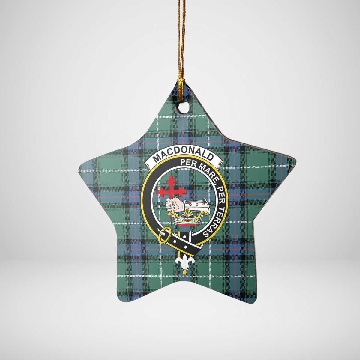 Clan MacDonald of the Isles Hunting Ancient Tartan Crest Star Ceramic Ornament KC37 MacDonald of the Isles Hunting Ancient Tartan Tartan Christmas   