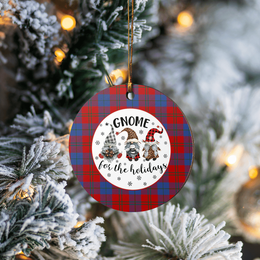 Clan Witherspoon Tartan Tartan Crest Gnome Round Ceramic Ornament PY73 Witherspoon Tartan Tartan Christmas   