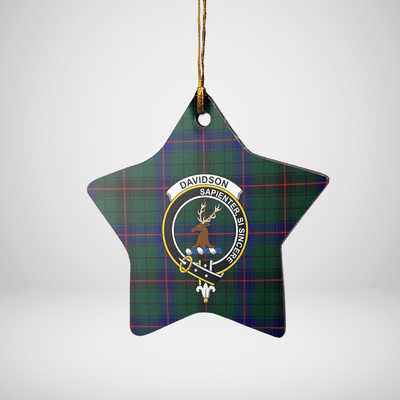 Clan Davidson Modern Tartan Crest Star Ceramic Ornament