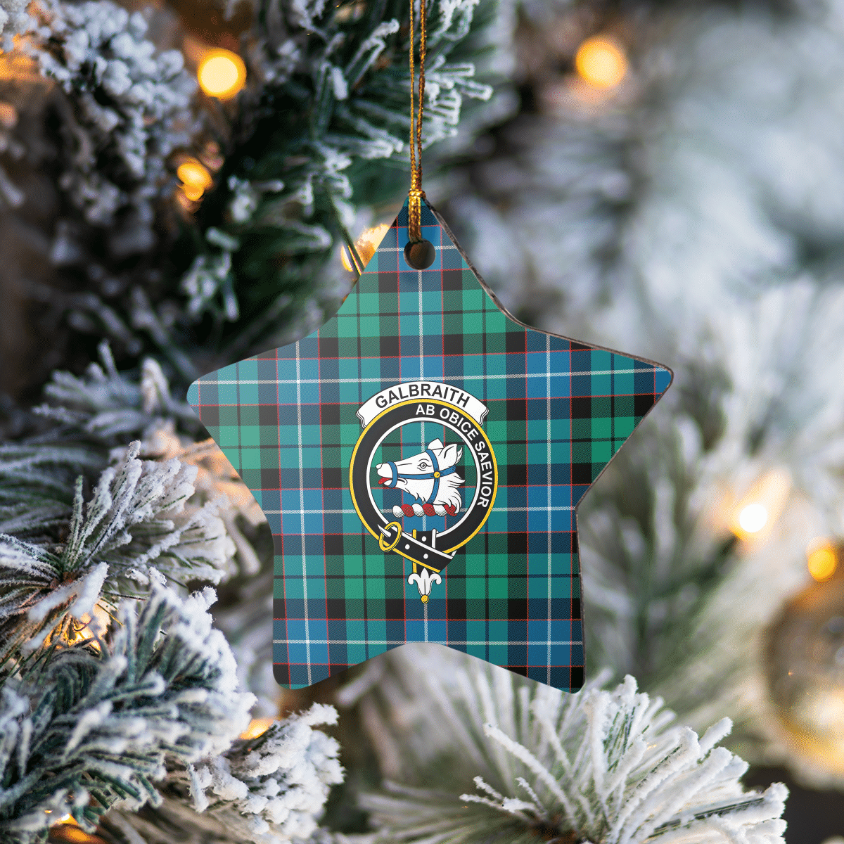 Clan Galbraith Ancient Tartan Crest Star Ceramic Ornament FM55 Galbraith Ancient Tartan Tartan Christmas   