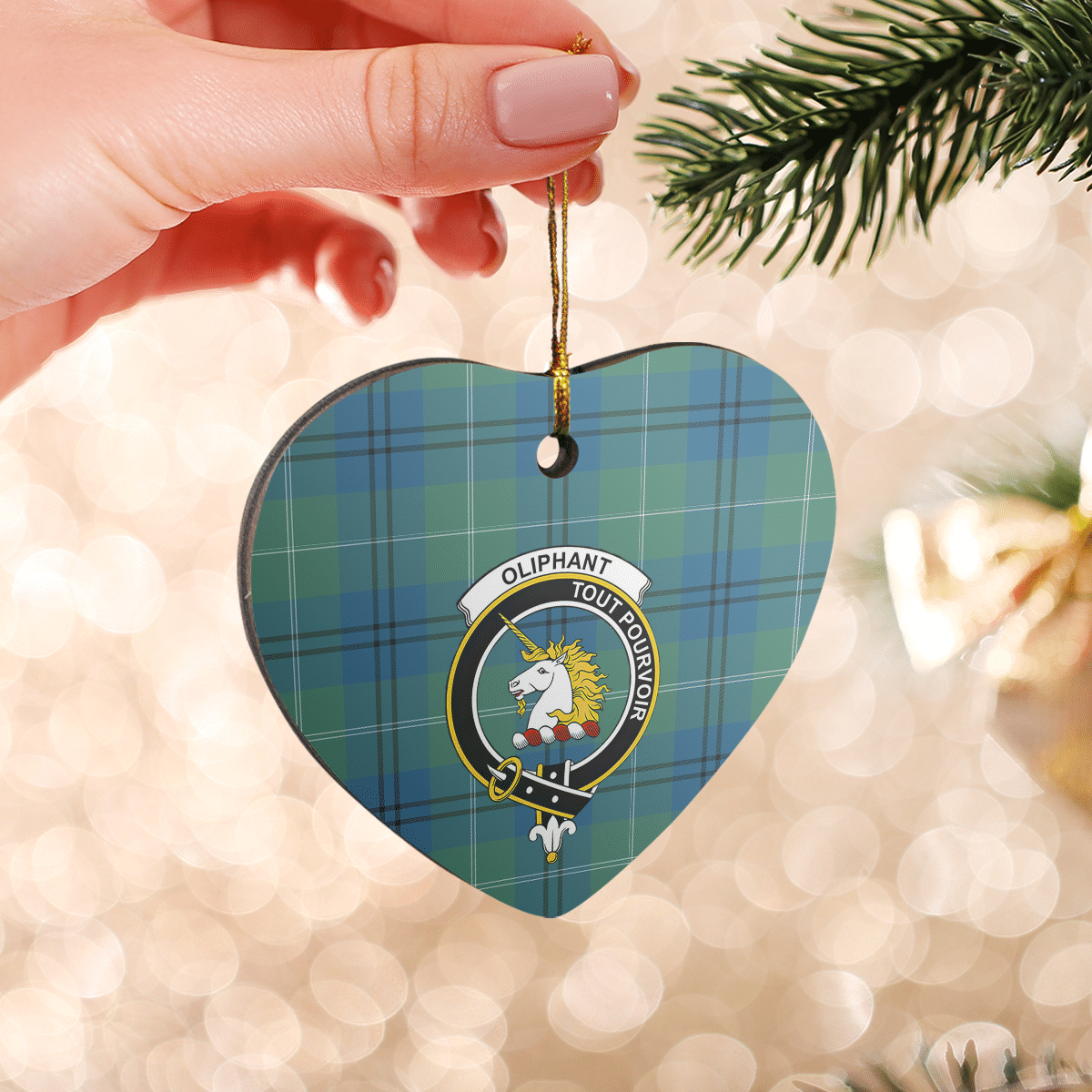 Clan Oliphant Ancient Tartan Crest Heart Ceramic Ornament IW76 Oliphant Ancient Tartan Tartan Christmas   