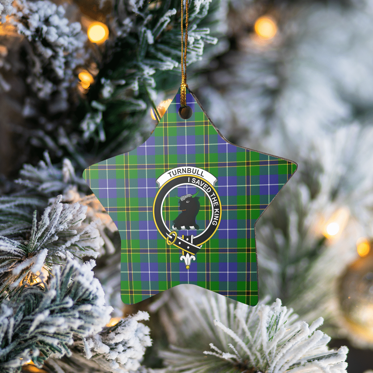 Clan Turnbull Hunting Tartan Crest Star Ceramic Ornament YA77 Turnbull Hunting Tartan Tartan Christmas   