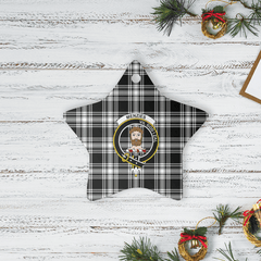 Clan Menzies Black & White Modern Tartan Crest Star Ceramic Ornament EN83 Menzies Black & White Modern Tartan Tartan Christmas   
