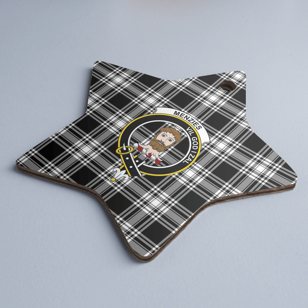 Clan Menzies Black & White Modern Tartan Crest Star Ceramic Ornament EN83 Menzies Black & White Modern Tartan Tartan Christmas   