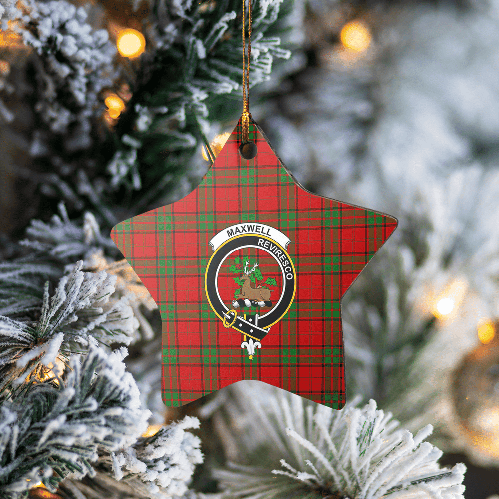 Clan Maxwell Tartan Crest Star Ceramic Ornament TE57 Maxwell Tartan Tartan Christmas   