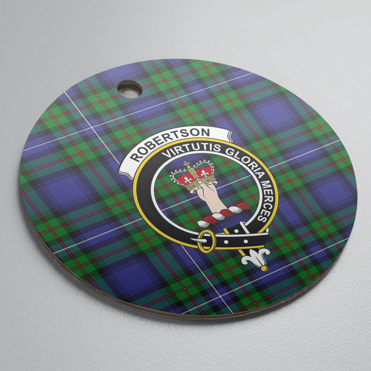 Clan Robertson Hunting Modern Tartan Crest Round Ceramic Ornament RI28 Robertson Hunting Modern Tartan Tartan Christmas   