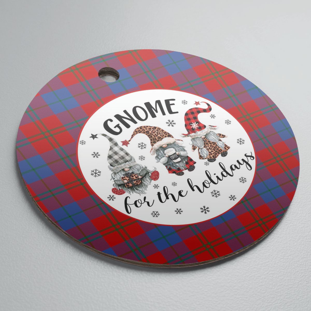 Clan Witherspoon Tartan Tartan Crest Gnome Round Ceramic Ornament PY73 Witherspoon Tartan Tartan Christmas   