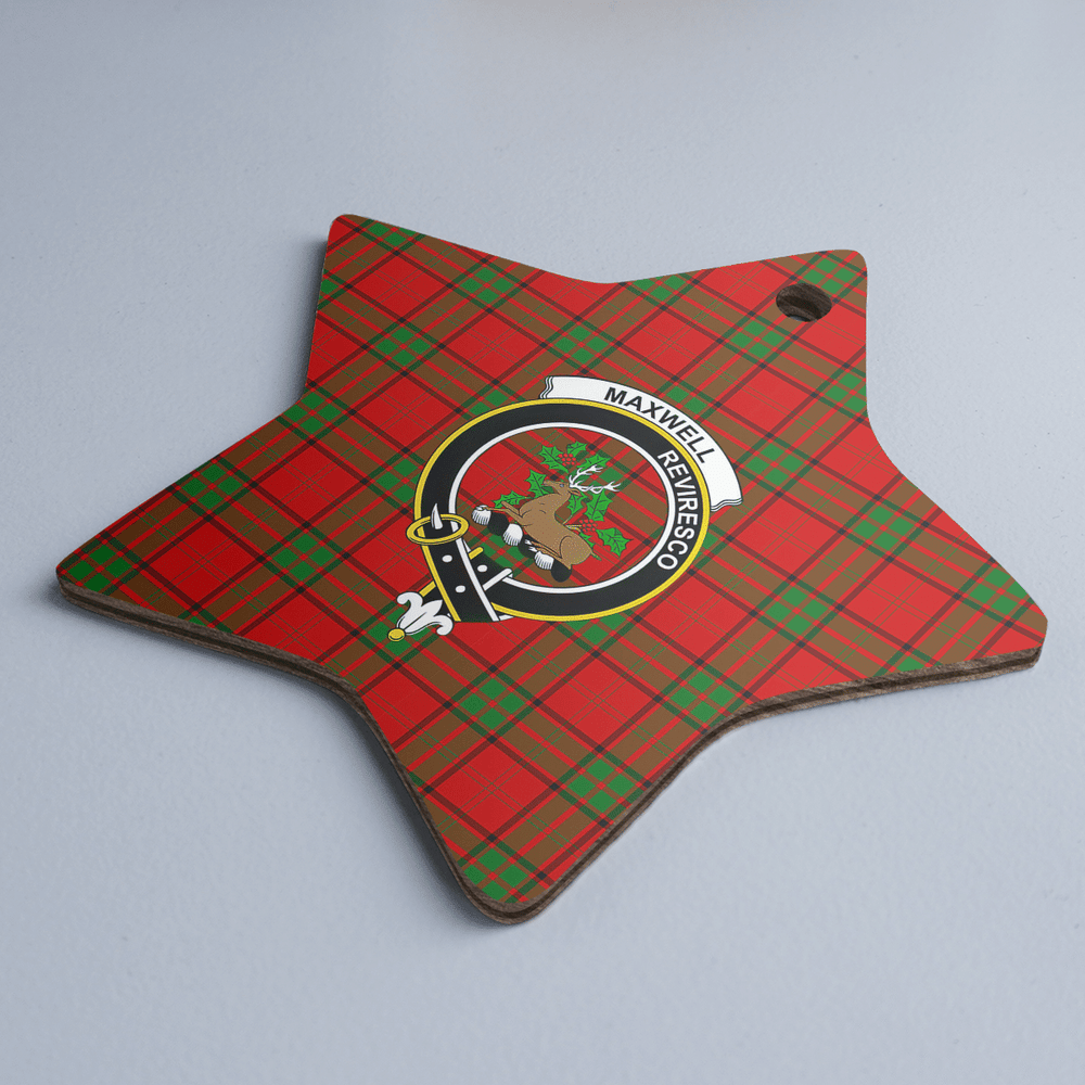 Clan Maxwell Tartan Crest Star Ceramic Ornament TE57 Maxwell Tartan Tartan Christmas   