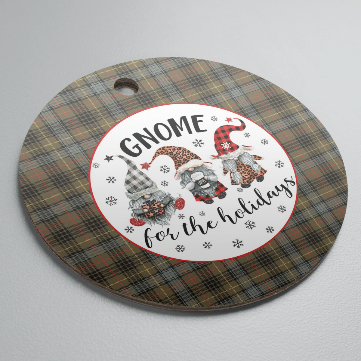 Clan Stewart Hunting Weathered Tartan Tartan Crest Gnome Round Ceramic Ornament KK43 Stewart Hunting Weathered Tartan Tartan Christmas   