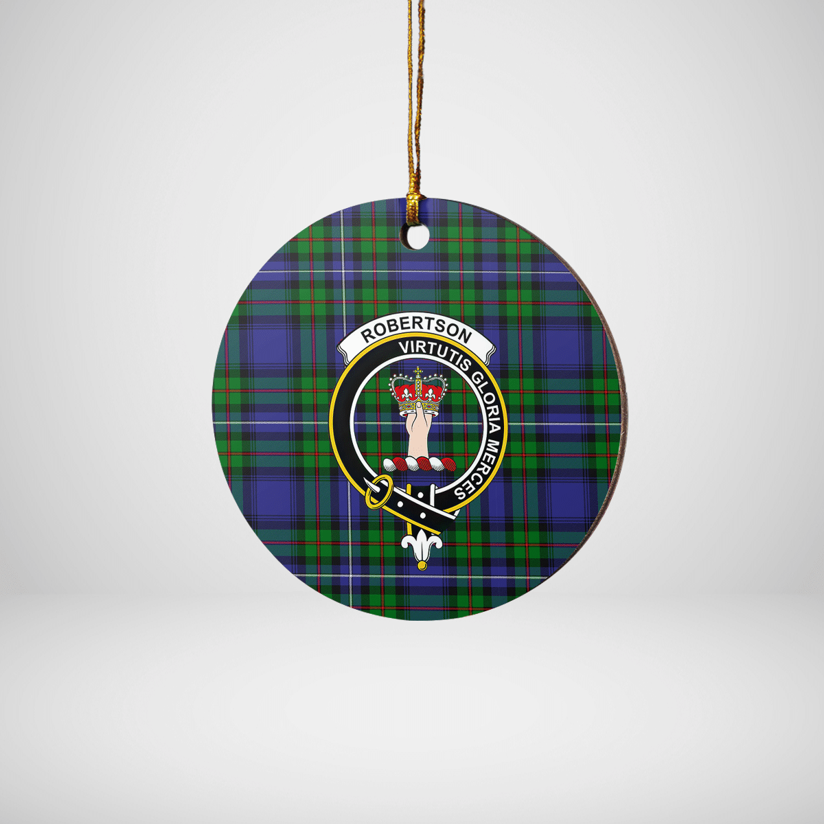Clan Robertson Hunting Modern Tartan Crest Round Ceramic Ornament RI28 Robertson Hunting Modern Tartan Tartan Christmas   