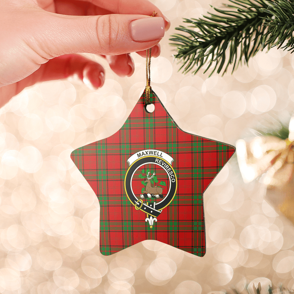 Clan Maxwell Tartan Crest Star Ceramic Ornament TE57 Maxwell Tartan Tartan Christmas   