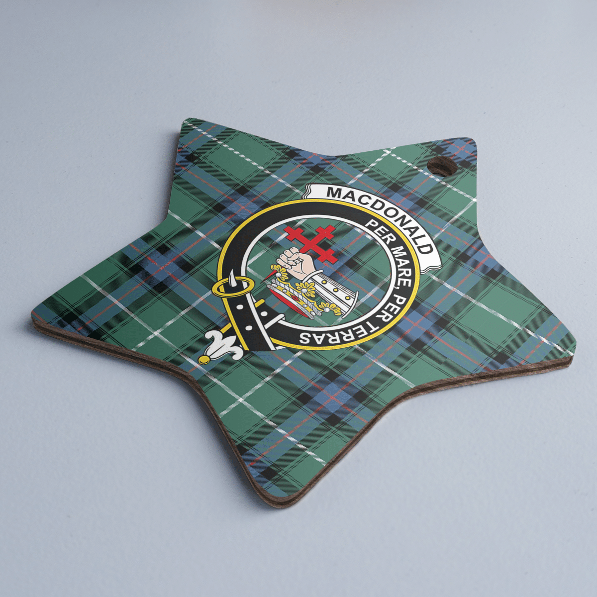 Clan MacDonald of the Isles Hunting Ancient Tartan Crest Star Ceramic Ornament KC37 MacDonald of the Isles Hunting Ancient Tartan Tartan Christmas   