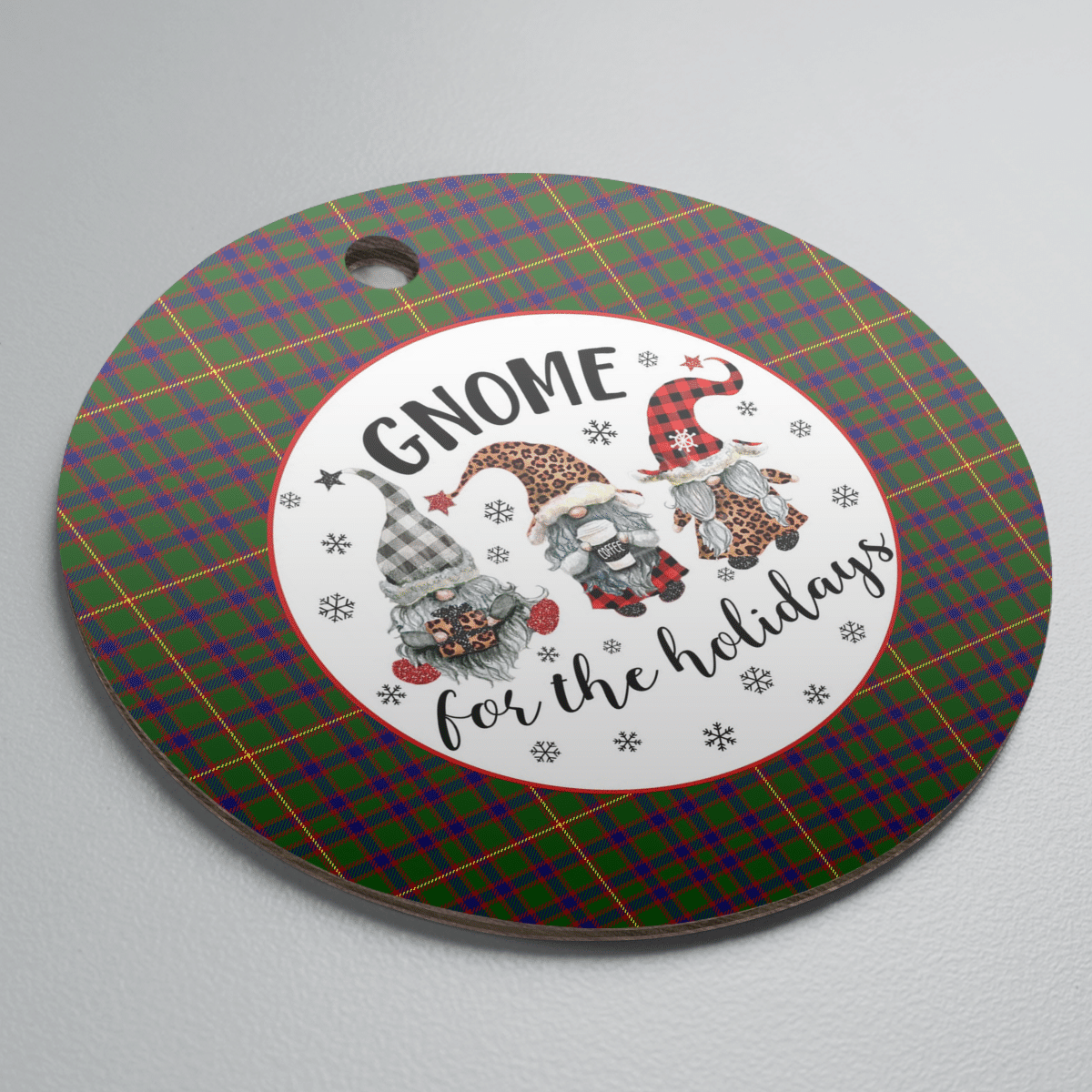 Clan Hall Tartan Tartan Crest Gnome Round Ceramic Ornament XS76 Hall Tartan Tartan Christmas   