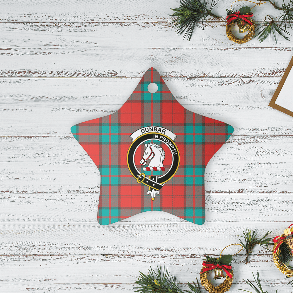 Clan Dunbar Ancient Tartan Crest Star Ceramic Ornament QR10 Dunbar Ancient Tartan Tartan Christmas   