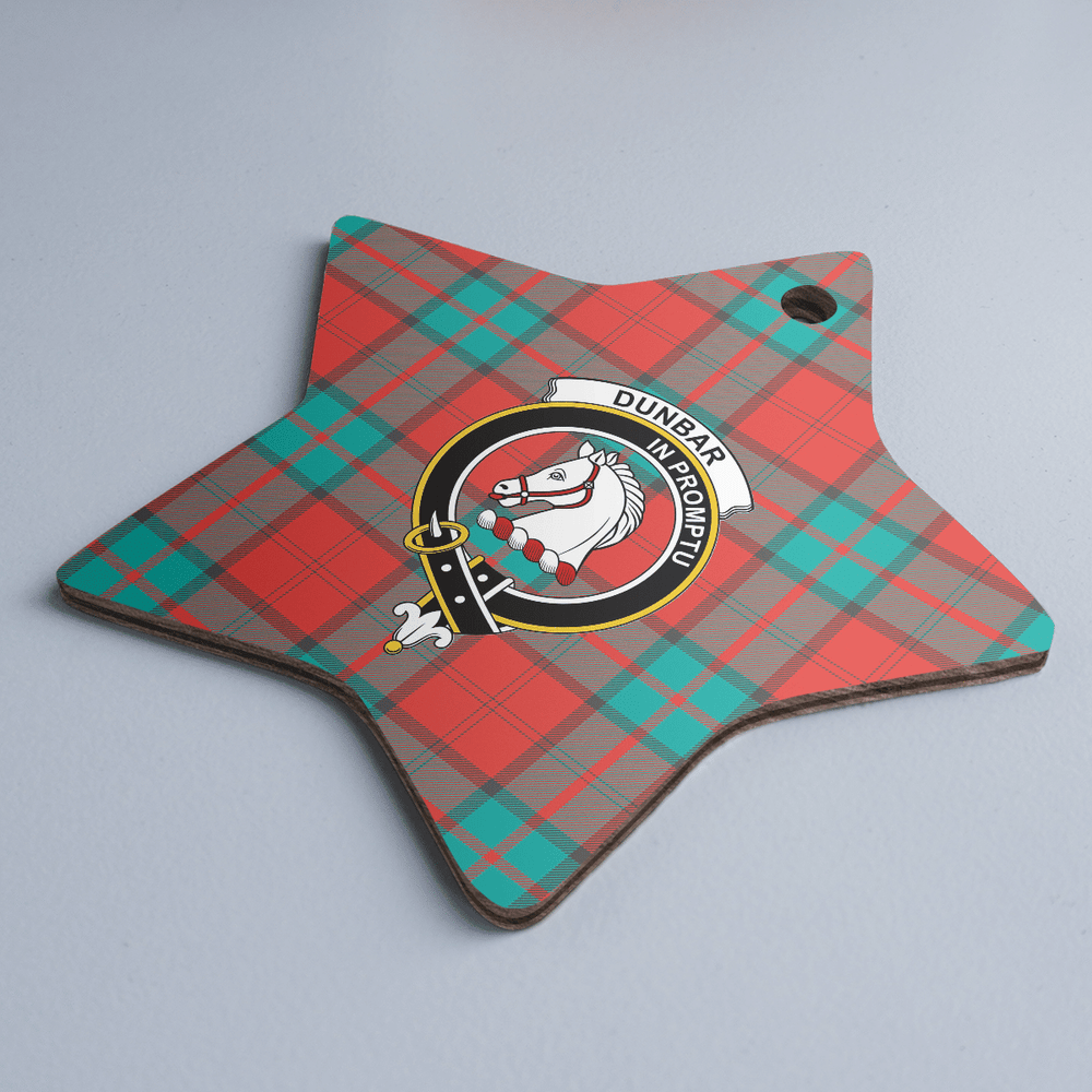 Clan Dunbar Ancient Tartan Crest Star Ceramic Ornament QR10 Dunbar Ancient Tartan Tartan Christmas   