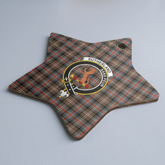 Clan Sutherland Weathered Tartan Crest Star Ceramic Ornament WE66 Sutherland Weathered Tartan Tartan Christmas   