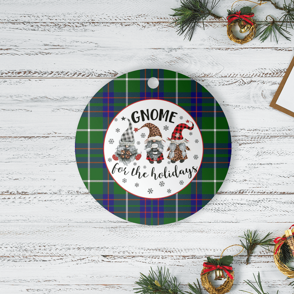 Clan MacIntyre Hunting Modern Tartan Tartan Crest Gnome Round Ceramic Ornament CL98 MacIntyre Hunting Modern Tartan Tartan Christmas   