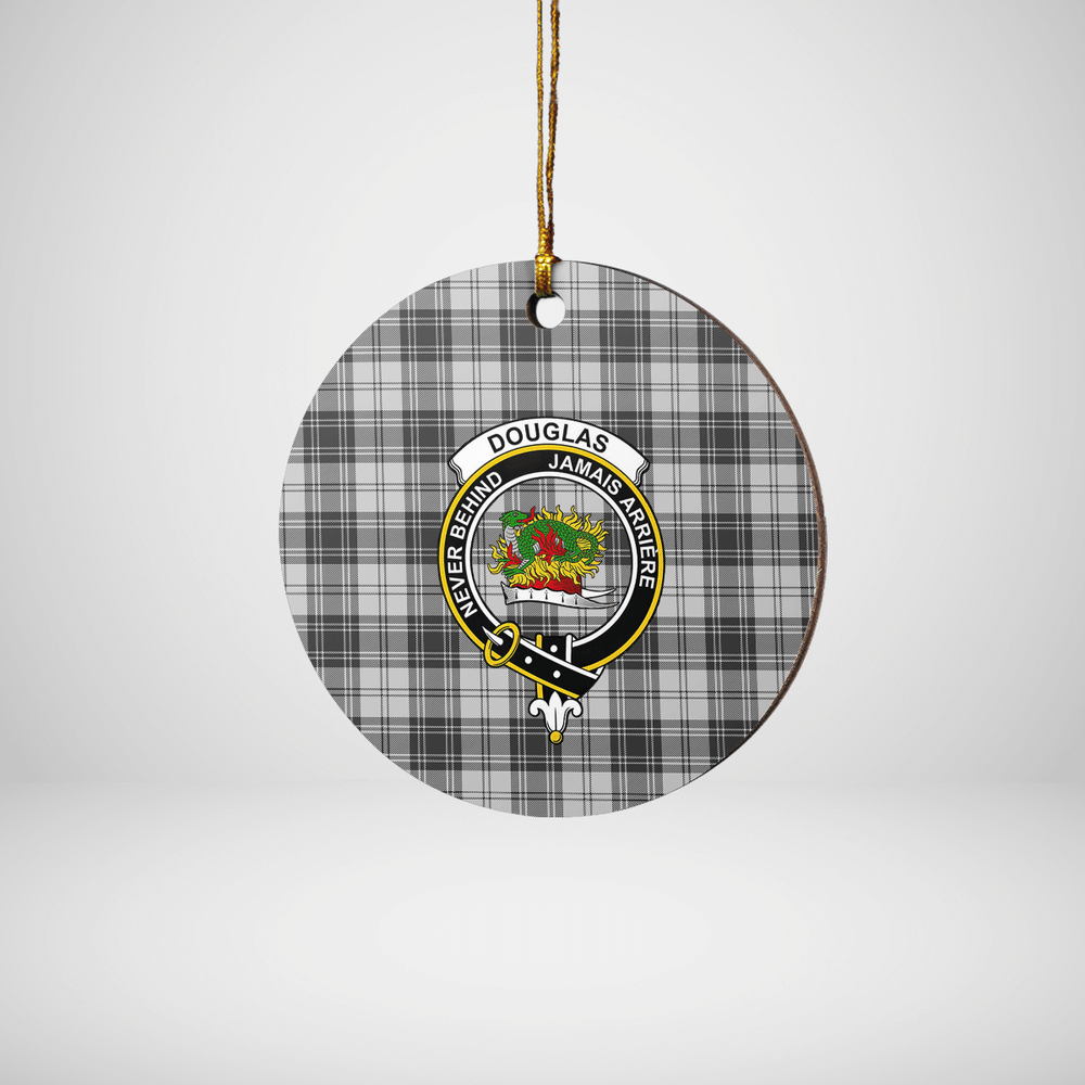 Clan Douglas Grey Modern Tartan Crest Round Ceramic Ornament PX14 Douglas Grey Modern Tartan Tartan Christmas   
