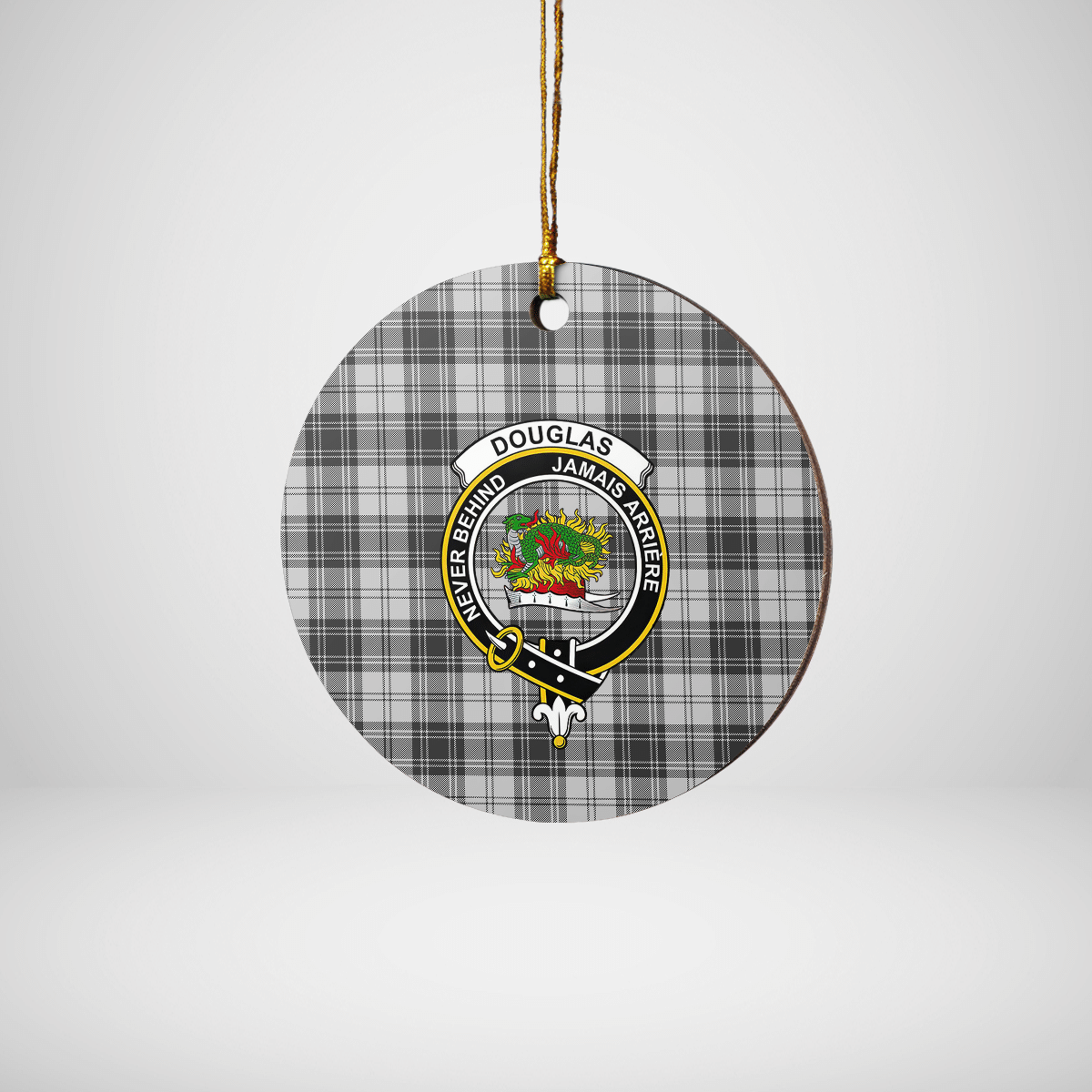 Clan Douglas Grey Modern Tartan Crest Round Ceramic Ornament PX14 Douglas Grey Modern Tartan Tartan Christmas   