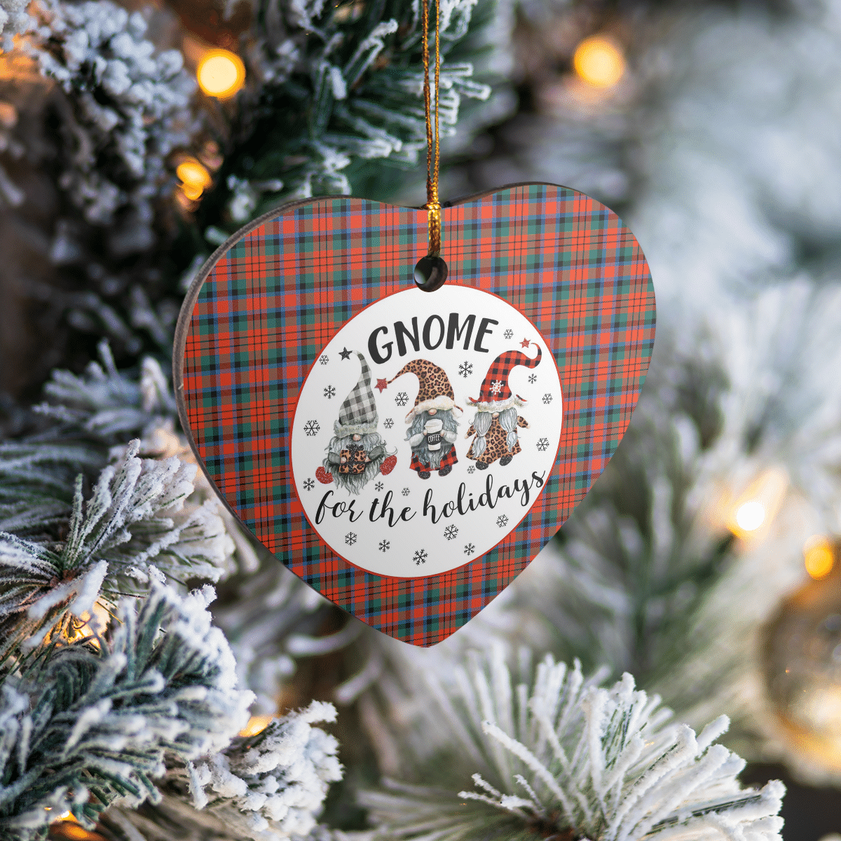 Clan MacDuff Ancient Tartan Tartan Crest Gnome Heart Ceramic Ornament KG97 MacDuff Ancient Tartan Tartan Christmas   