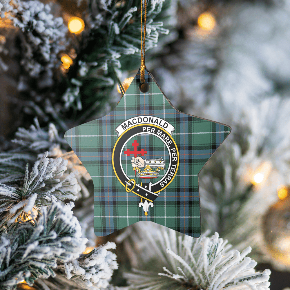Clan MacDonald of the Isles Hunting Ancient Tartan Crest Star Ceramic Ornament KC37 MacDonald of the Isles Hunting Ancient Tartan Tartan Christmas   