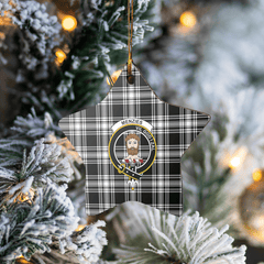 Clan Menzies Black & White Modern Tartan Crest Star Ceramic Ornament EN83 Menzies Black & White Modern Tartan Tartan Christmas   