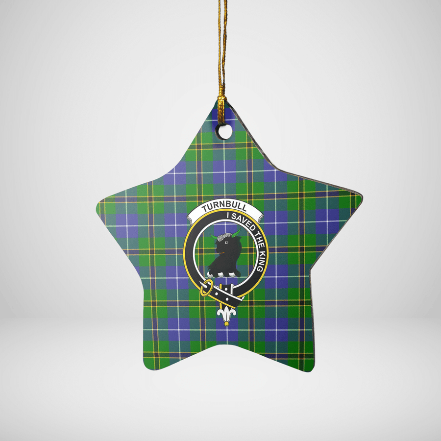 Clan Turnbull Hunting Tartan Crest Star Ceramic Ornament YA77 Turnbull Hunting Tartan Tartan Christmas   