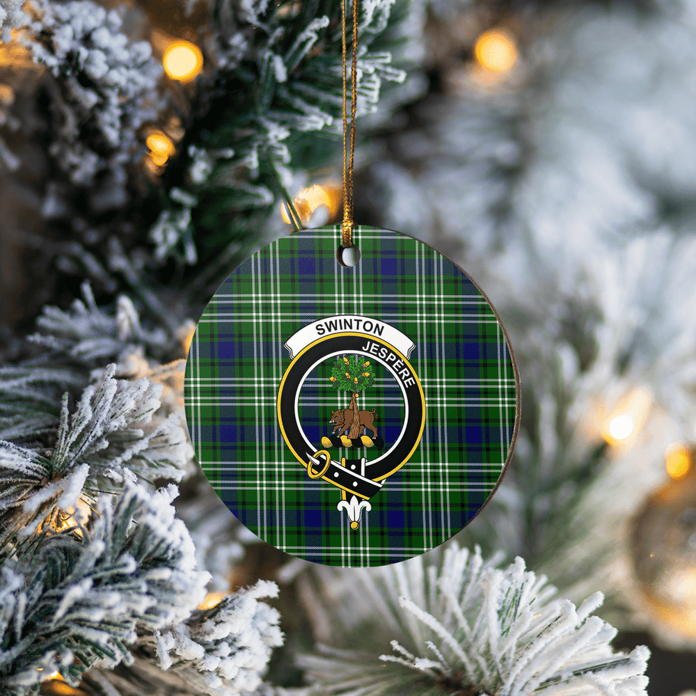 Clan Swinton (Tweedside) Tartan Crest Round Ceramic Ornament GL73 Swinton (Tweedside) Tartan Tartan Christmas   