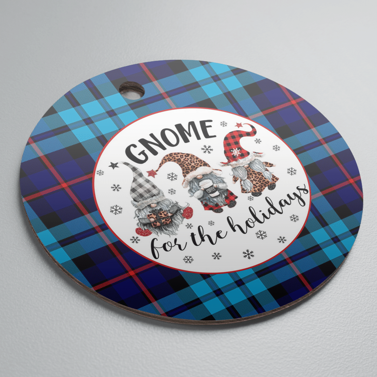 Clan MacCorquodale Tartan Tartan Crest Gnome Round Ceramic Ornament EP48 MacCorquodale Tartan Tartan Christmas   