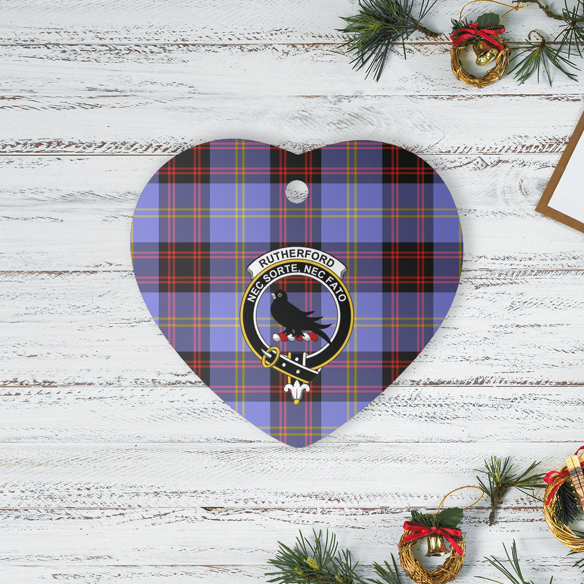 Clan Rutherford Tartan Crest Heart Ceramic Ornament GX92 Rutherford Tartan Tartan Christmas   