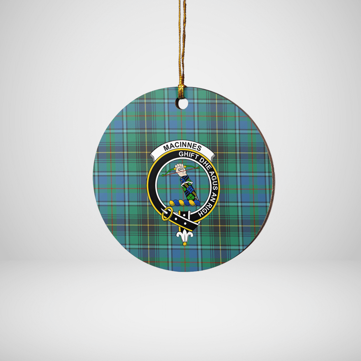 Clan MacInnes Ancient Tartan Crest Round Ceramic Ornament GB78 MacInnes Ancient Tartan Tartan Christmas   