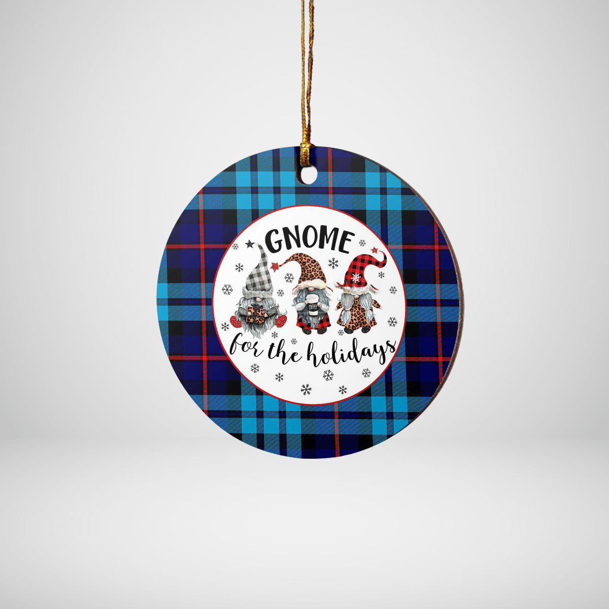 Clan MacCorquodale Tartan Tartan Crest Gnome Round Ceramic Ornament EP48 MacCorquodale Tartan Tartan Christmas   