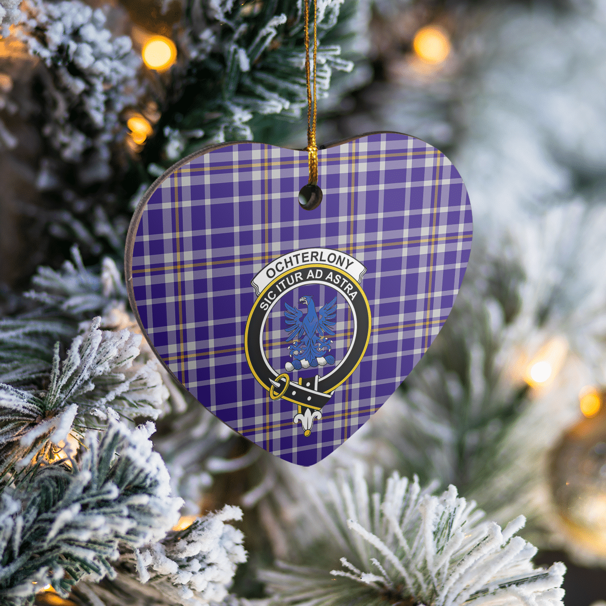 Clan Ochterlony Tartan Crest Heart Ceramic Ornament KB82 Ochterlony Tartan Tartan Christmas   