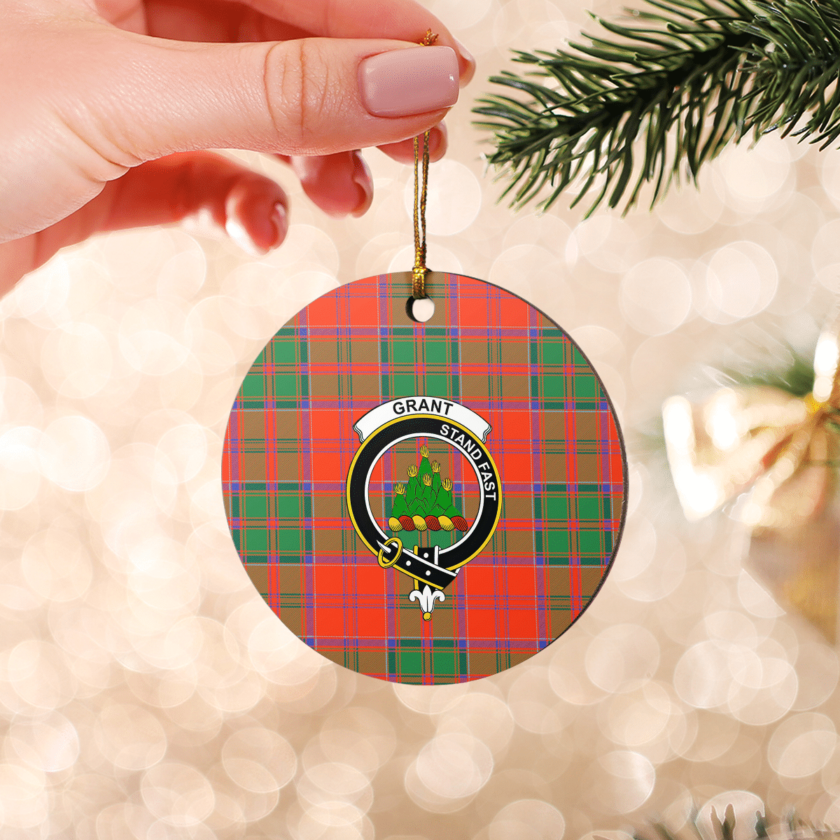 Clan Grant Ancient Tartan Crest Round Ceramic Ornament IU79 Grant Ancient Tartan Tartan Christmas   