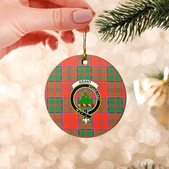 Clan Grant Ancient Tartan Crest Round Ceramic Ornament IU79 Grant Ancient Tartan Tartan Christmas   