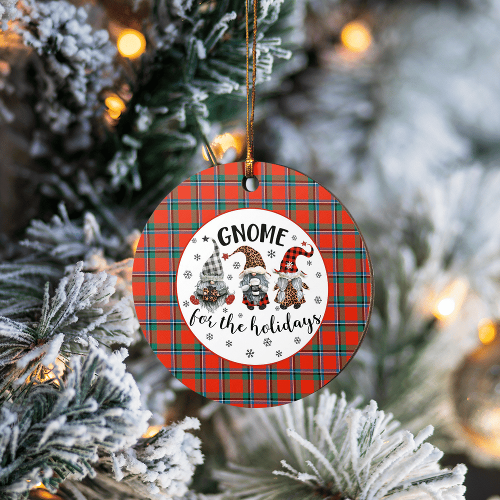 Clan Sinclair Ancient Tartan Tartan Crest Gnome Round Ceramic Ornament MZ19 Sinclair Ancient Tartan Tartan Christmas   