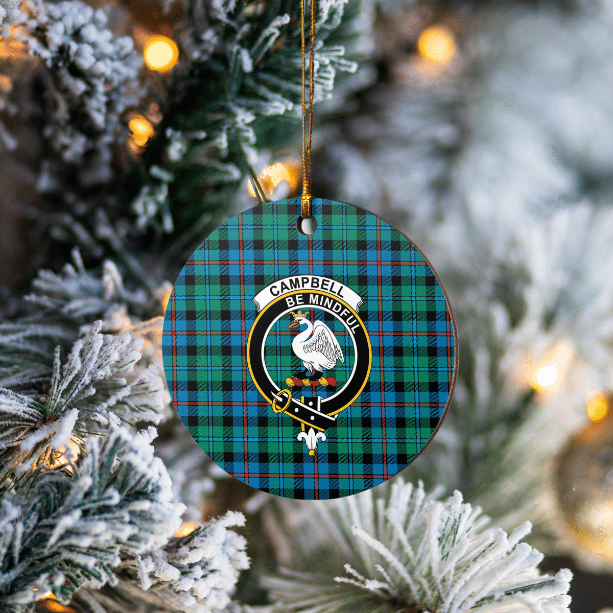 Clan Campbell of Cawdor Ancient Tartan Crest Round Ceramic Ornament UL75 Campbell of Cawdor Ancient Tartan Tartan Christmas   