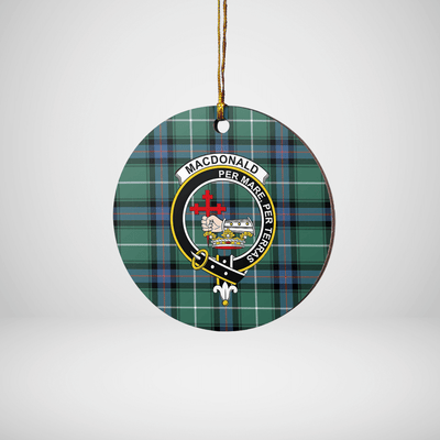 Clan MacDonald of the Isles Hunting Ancient Tartan Crest Round Ceramic Ornament