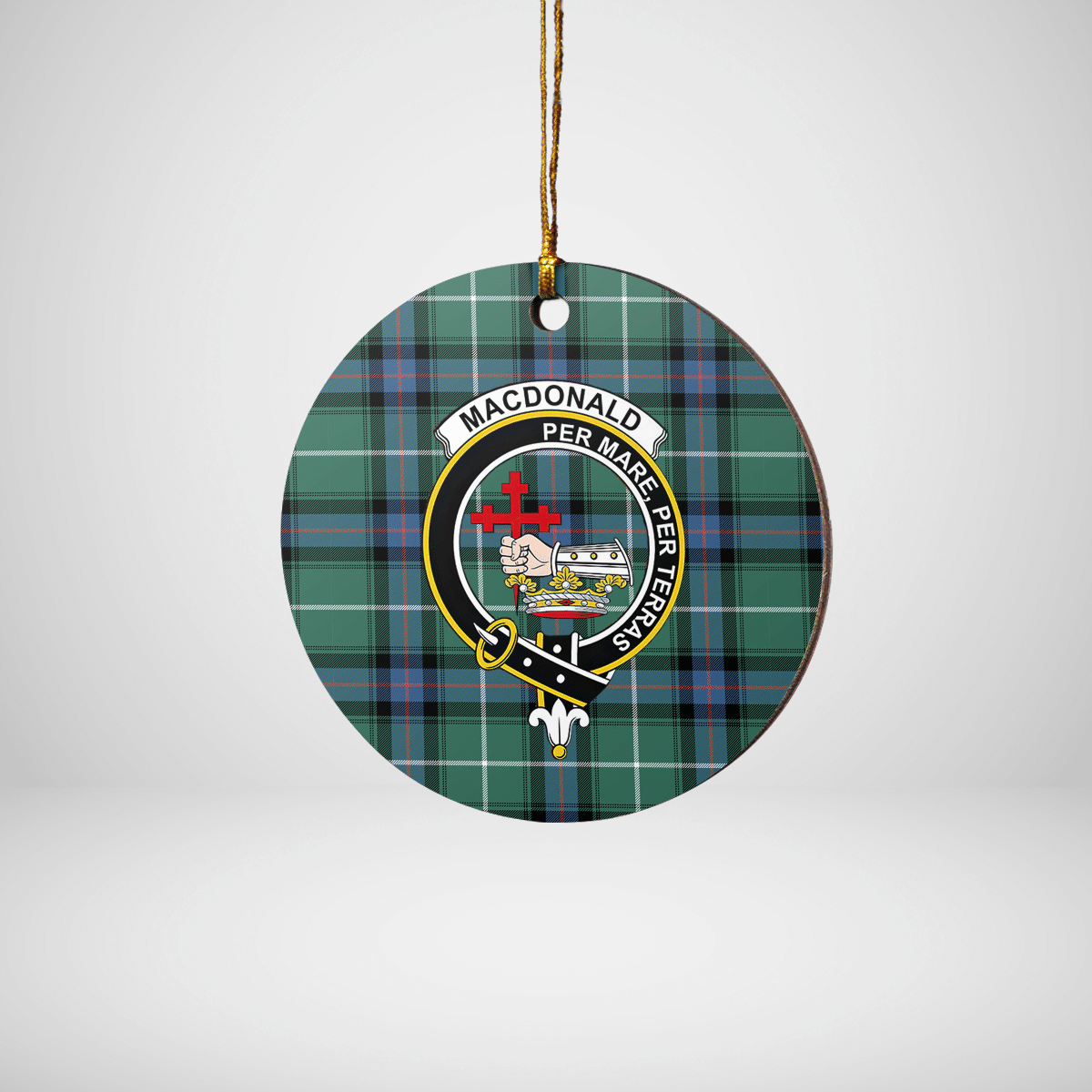 Clan MacDonald of the Isles Hunting Ancient Tartan Crest Round Ceramic Ornament NV34 MacDonald of the Isles Hunting Ancient Tartan Tartan Christmas   