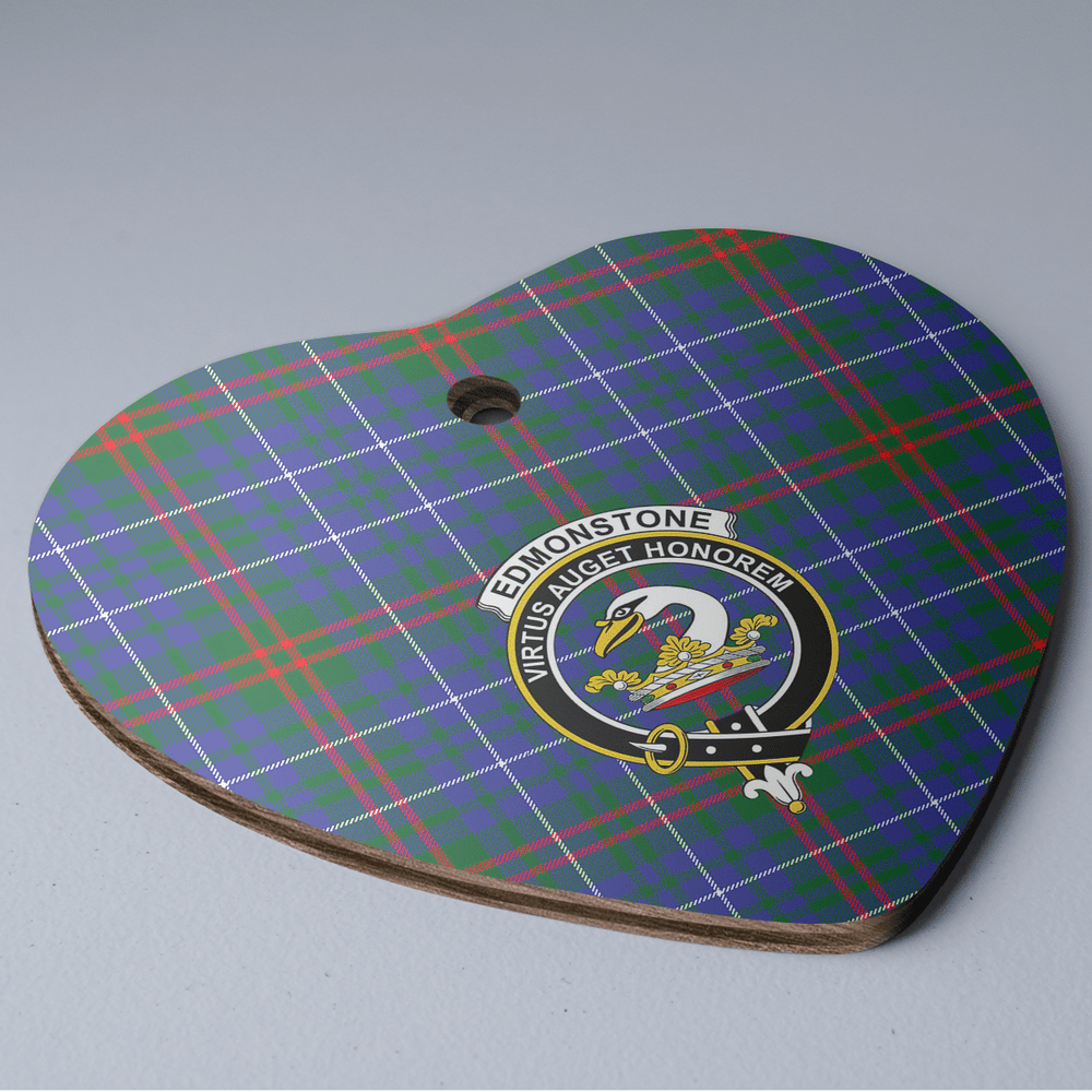 Clan Edmonstone Tartan Crest Heart Ceramic Ornament UO13 Edmonstone Tartan Tartan Christmas   