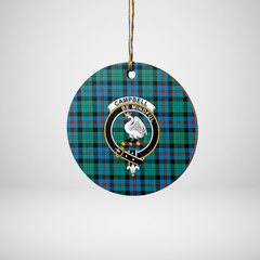 Clan Campbell of Cawdor Ancient Tartan Crest Round Ceramic Ornament UL75 Campbell of Cawdor Ancient Tartan Tartan Christmas   